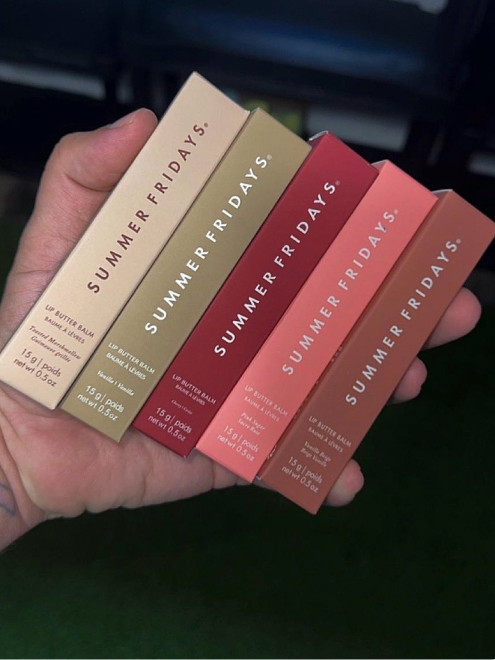 Summer Fridays Lip Butter Balm Set - Gold, Red, Coral, Pink, Peach Packaging